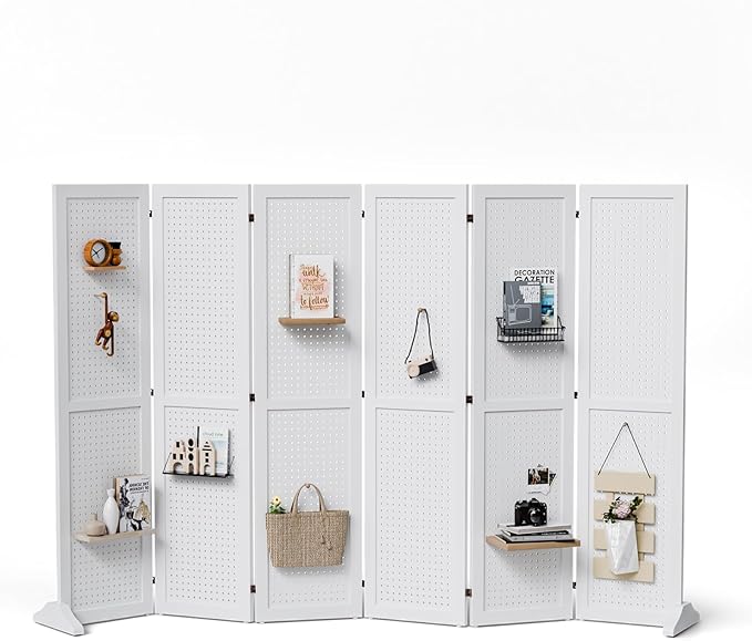 Bonnlo 4/6 Panel Pegboard Freestanding, 5 FT Portable Display Board Organizer by Bonnlo
