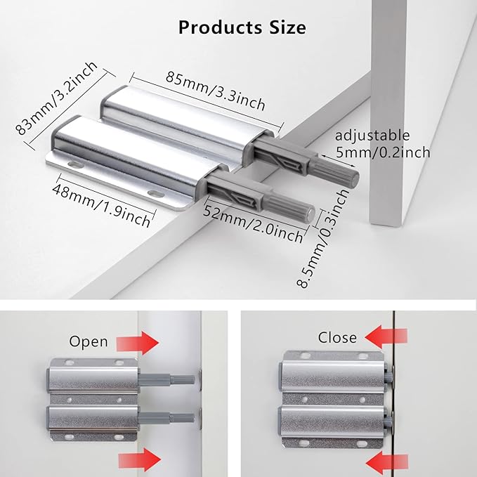 Double Push to Open Door Latch, 2 Pack Magnetic Push Latches, Adhesive Heavy - Image 4