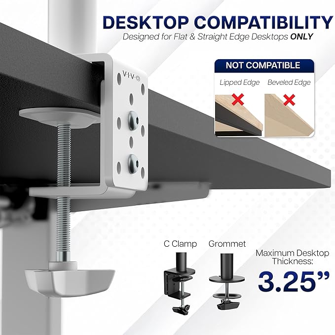 VIVO Dual Monitor Desk Mount, Heavy Duty Fully Adjustable Stand, Fits 2 LCD LED - Image 6