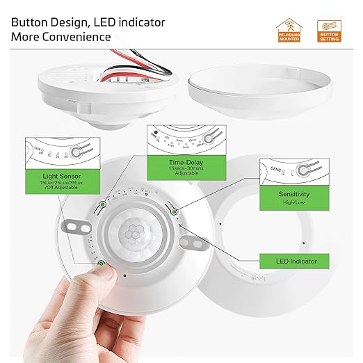 RAYZEEK 360 Degree Ceiling Mount Occupancy Sensor Switch, High Sensitive - Image 3