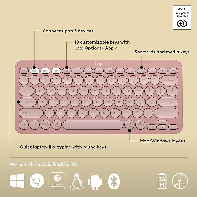 Logitech Pebble Keys 2 K380s, Slim and Portable, Easy-Switch - Image 6