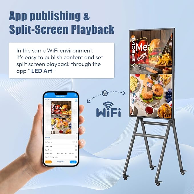 QIXZOCV MWE 43 Inch Mobile Digital Signage Display Touchscreen Kiosk - Image 4