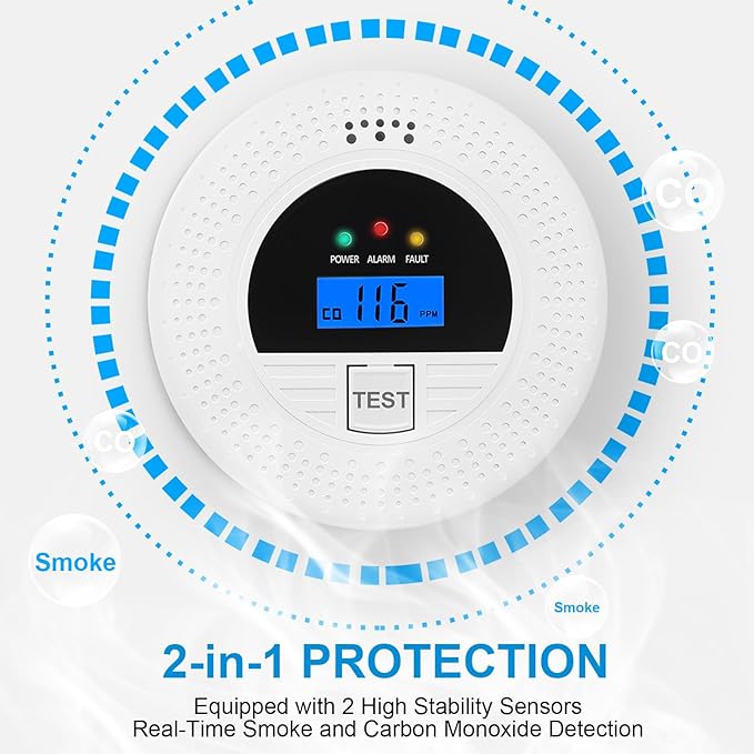 6-Pack Interconnected Smoke and Carbon Monoxide Detector, Battery Operated - Image 2