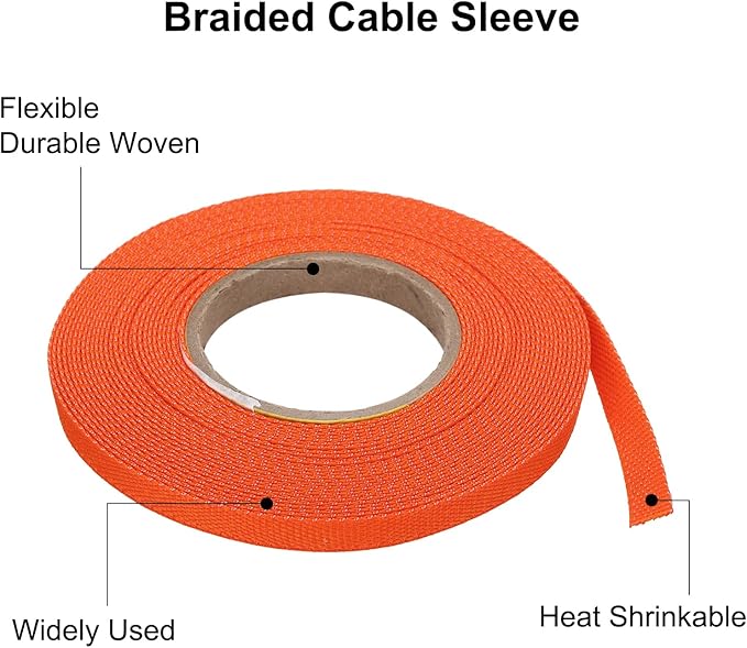 MECCANIXITY Braided Cable Sleeves Heat Shrinkable Fabric Sleeving, 1/4" 33ft - Image 4