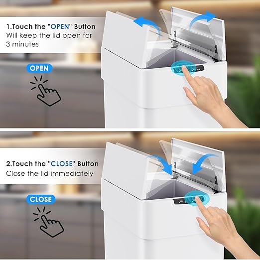 Arlopu 21.1 Gal Automatic Trash Can, 80L Stainless Steel Motion Sensor Garbage - Image 5