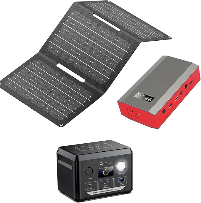 Solar Power Bank with AC Outlet 110V 65W, 100W USB C Power Bank Fast Charging by ZeroKor