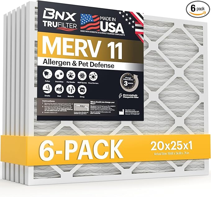 BNX TruFilter 20x25x1 Air Filter MERV 11 by BNX