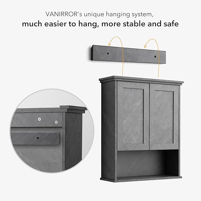 Bathroom Wall Cabinet Over Toilet Storage Cabinets 25x30 in Above Toilet Wood - Image 4