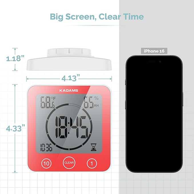 KADAMS Shower Clock Waterproof Bathroom Timer – Digital Wall Clock - Image 7