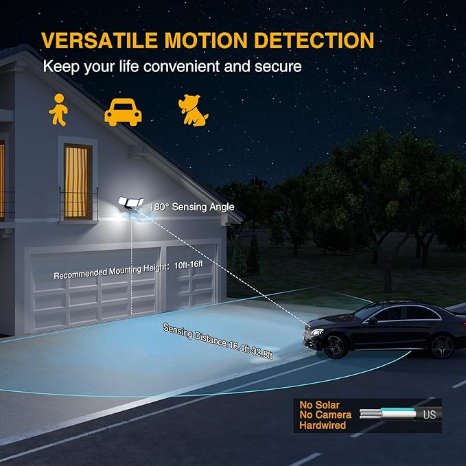 Onforu 100W LED Security Lights Motion Sensor Light Outdoor, 9000lm Super - Image 4
