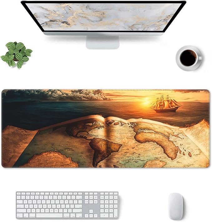 Antique World Map Extended Big Mouse Pad Large, XL Gaming Mouse Pad Desk Pad - Image 2