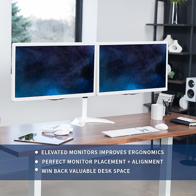 VIVO Dual LED LCD Monitor Mount, Free-Standing Desk Stand - Image 2