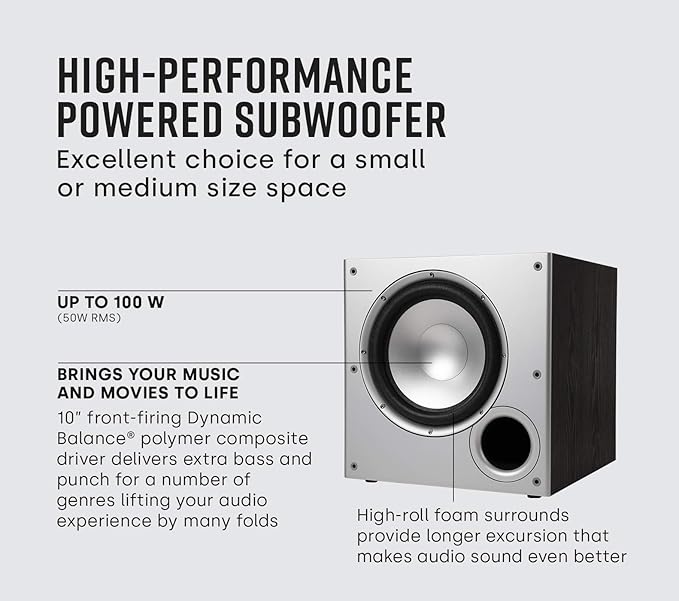 Polk Audio PSW10 10" Powered Subwoofer Home Audio – Power Port Tech, Big Bass - Image 2