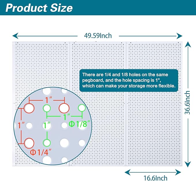 Daanxw Pegboard Rack Garage Storage Steel Horizontal PegBoard Pack, Steel - Image 2