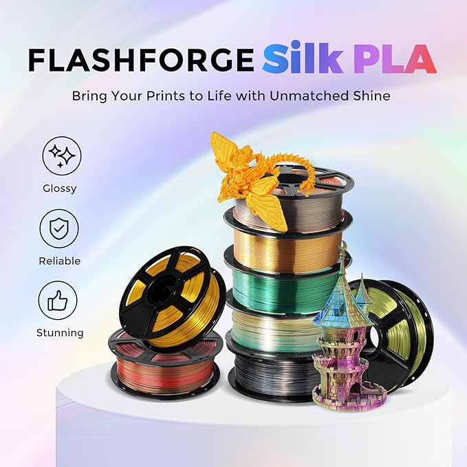 Flashforge 3D Printer Filament Silk PLA 1.75mm 1kg Spool-Dimensional Accuracy - Image 2