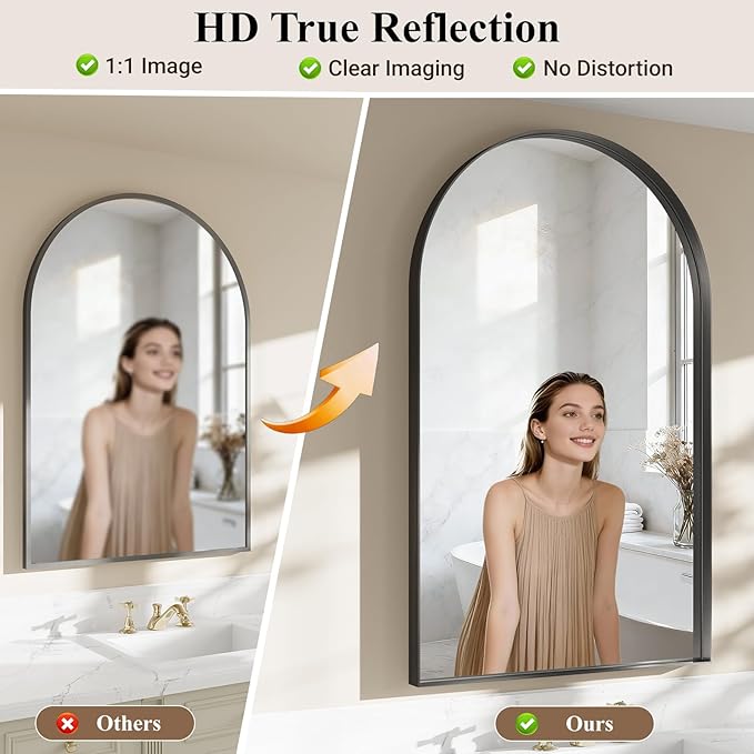 Arch Bathroom Mirror, Tempered Glass Decor Mirror - Image 3
