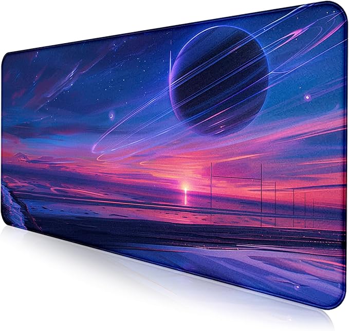 Anime Landscape Mouse Pad, Oversized Gaming Desk Pad, Space Planet Computer by LQFIWSS