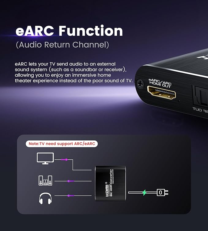 avedio links HDMI ARC/eARC Audio Extractor Converter 8K@60Hz 4K@120Hz, HDMI to - Image 4