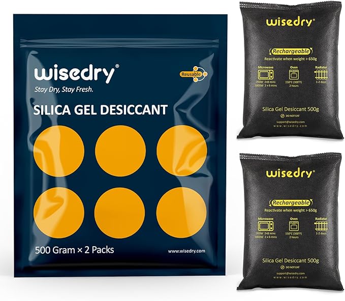 wisedry 2 x 500 Gram Rechargeable Silica Gel Car Dehumidifier, Microwave Fast by wisedry