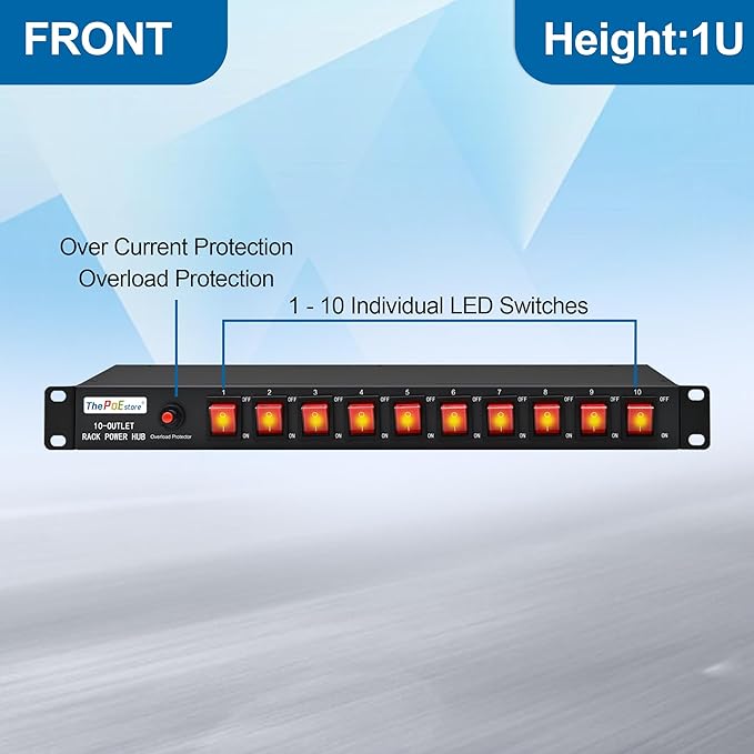 ThePoEstore 10-Outlet 1U Rack Mount Power Strip - Image 2
