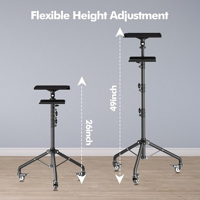 OUKMIC Projector Stand Tripod Laptop Tripod on Wheels - Image 3