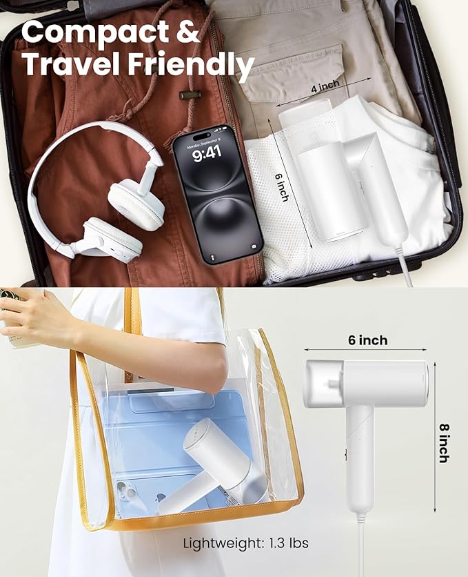 Handheld Steamer for Clothes, 1200W Foldable Travel Steamer, 20 Sec Preheat - Image 3