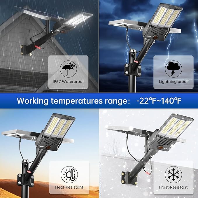 JAYNLT Y-9800W Solar Street Lights Outdoor, 750000LM 6500K High Powered - Image 6