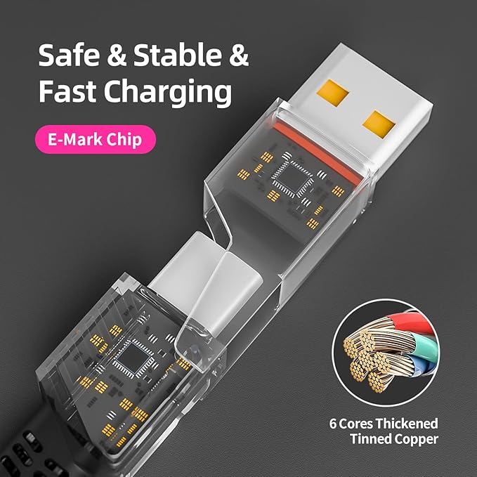 USB C Cable, 240W MAX 4 in 1 Charging Cord 5FT - Image 3
