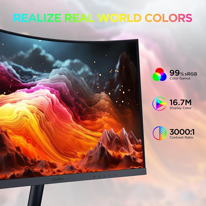 KOORUI 24 inch Curved Monitor, Full HD 1080P Curved Computer Monitor, 100Hz - Image 3
