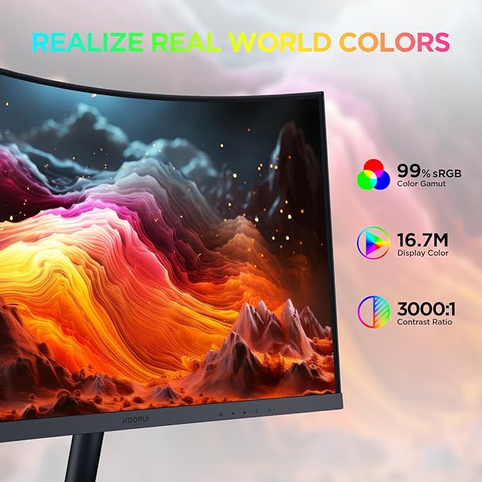 KOORUI 27 Inch Curved Monitor FHD 1080P 144Hz Gaming Office Computer Monitors - Image 3