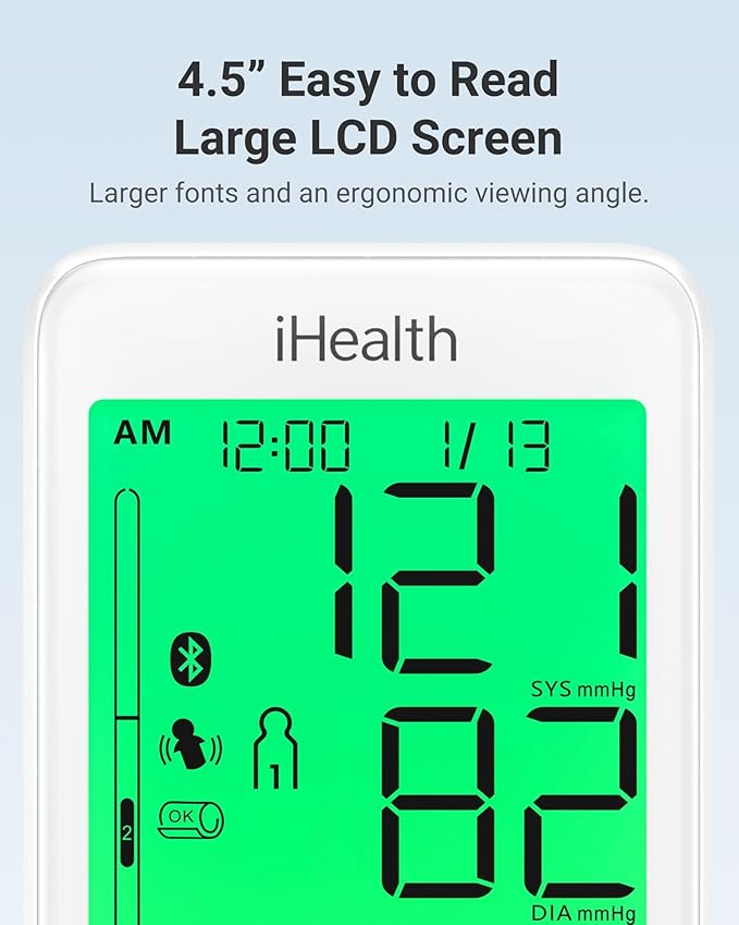 iHealth Accu Luminate Blood Pressure Monitor – 4.5" Tri-Color WHO-Based LCD - Image 7
