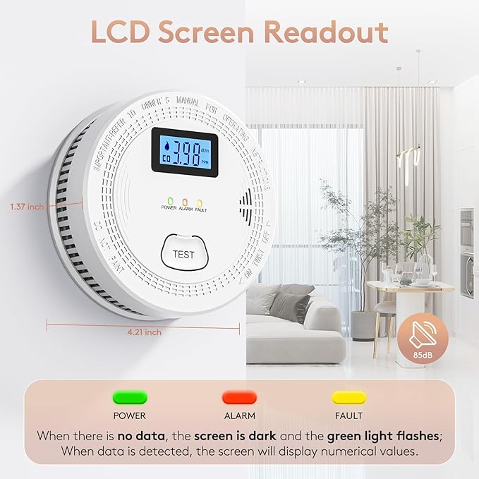 2 Packs, 2 in 1 CO & Smoke Detectors, Carbon Monoxide Detectors, Smoke Detector - Image 3
