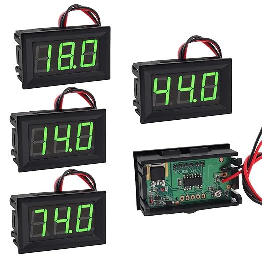 DiGiYes 5 Pack DC 5-120V Digital Mini Voltmeter 2 Wire 0.56 inch LED Display by DiGiYes