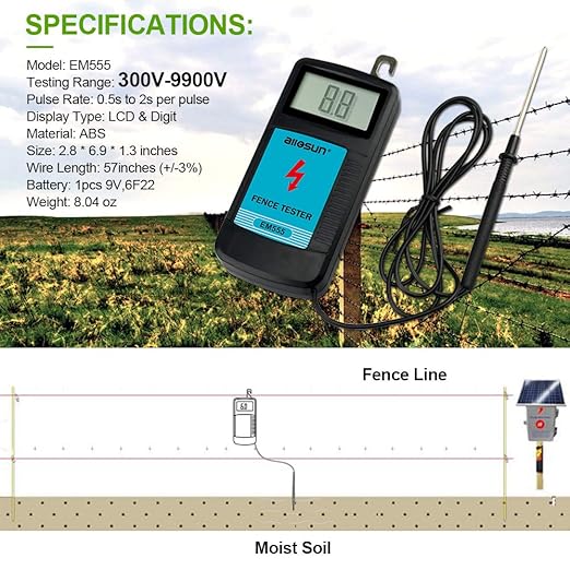 allsun Digital Electric Fence Voltage Tester and Fault Farm Finder, Fence - Image 8