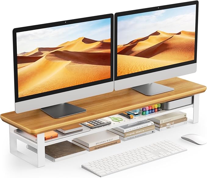 NestNeat Dual Monitor Stand, 35.4 Inch Monitor Stand Riser by NestNeatHome