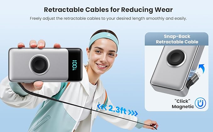 5-in-1 Portable Charger for iPhone, 40800mAh Power Bank Built-in Retractable - Image 8