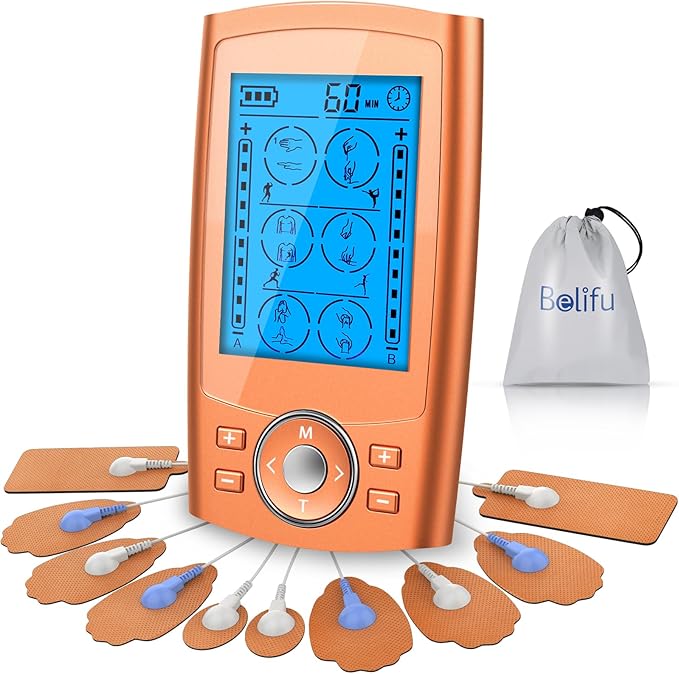 Belifu TENS Unit PMS Massager 24 Modes Muscle Stimulator, Electronic Tens by Belifu
