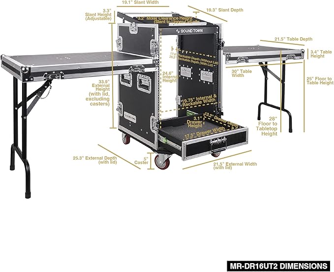 Sound Town 16U PA DJ Pro Audio Rack/Road ATA Case - Image 6