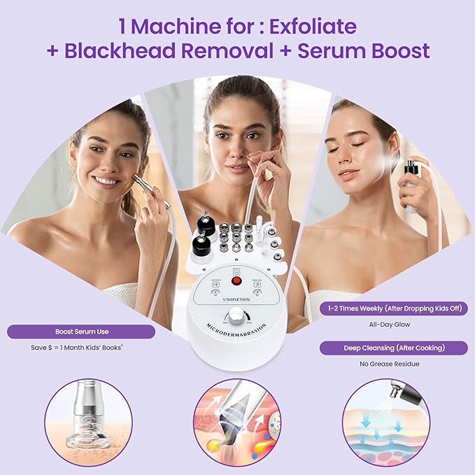 UNOISETION Diamond Microdermabrasion Machine Professional, 3 in 1 Dermabrasion - Image 4