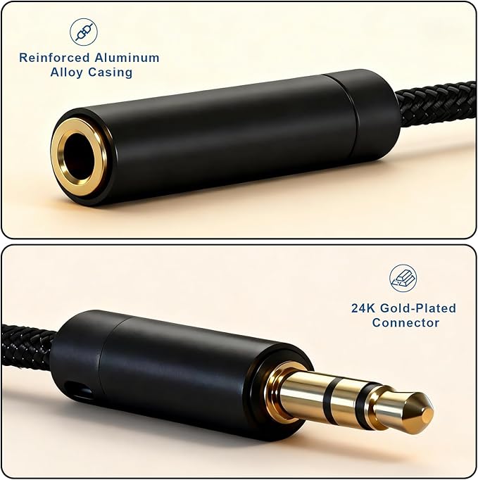 Tavirela Headphone Splitter, Upgraded Nylon Braided 3.5mm Audio Stereo Y Aux - Image 2