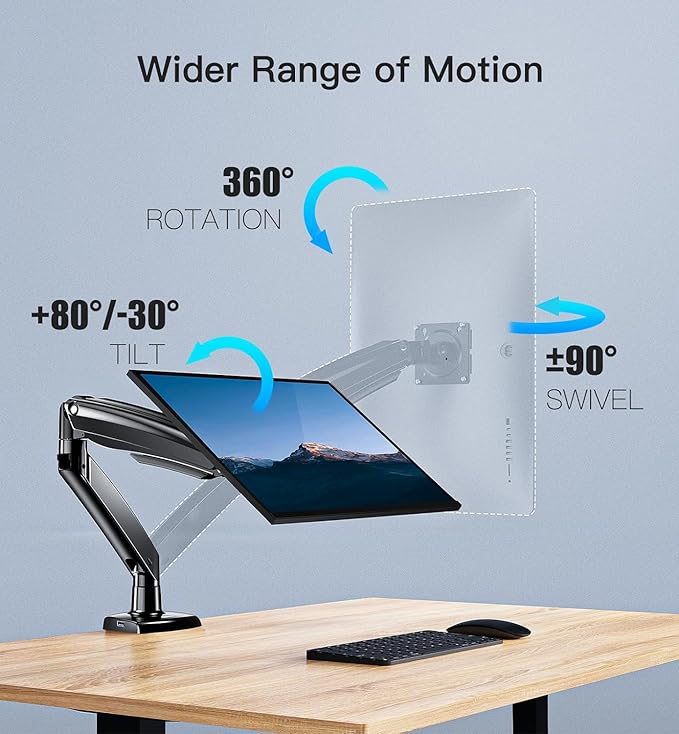 ​HUANUO Heavy Duty Monitor Arm for 49-Inch Ultrawide/Curved Screens, Full - Image 4