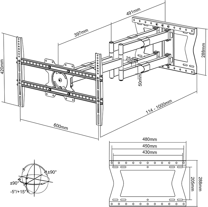 Physix 4100 Long Arm TV Wall Mount - Image 5