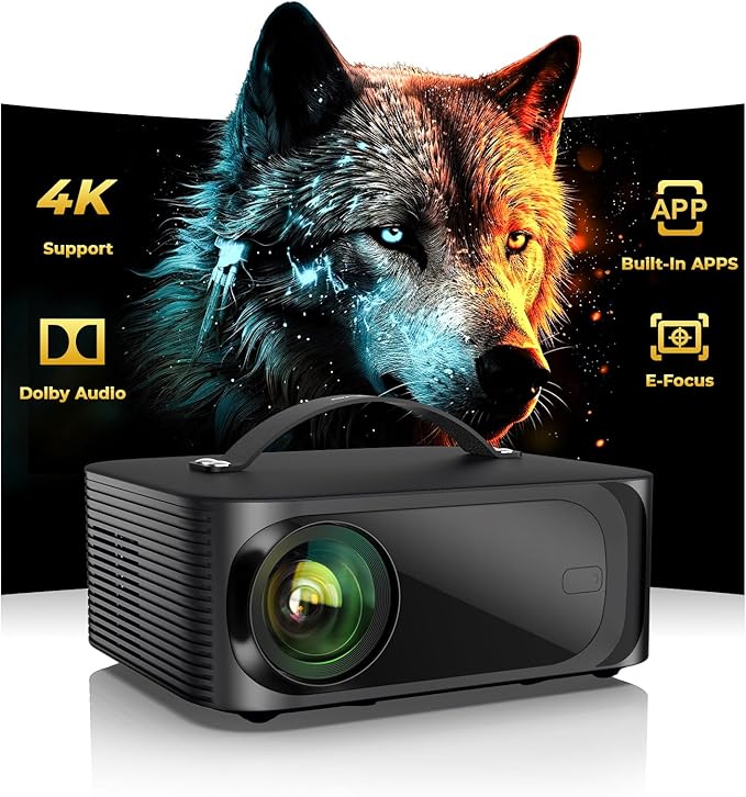 Outdoor-Projector-4K with Wifi6 and Bluetooth, Smart TV OS & DoIby, Portable by ONOAYO