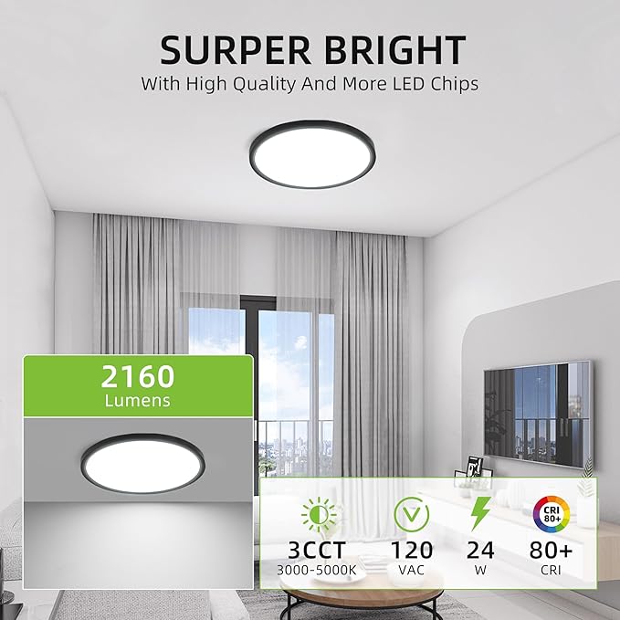 hykolity 2 Pack 12 Inch Selectable CCT LED Round Flat Panel Light, - Image 2