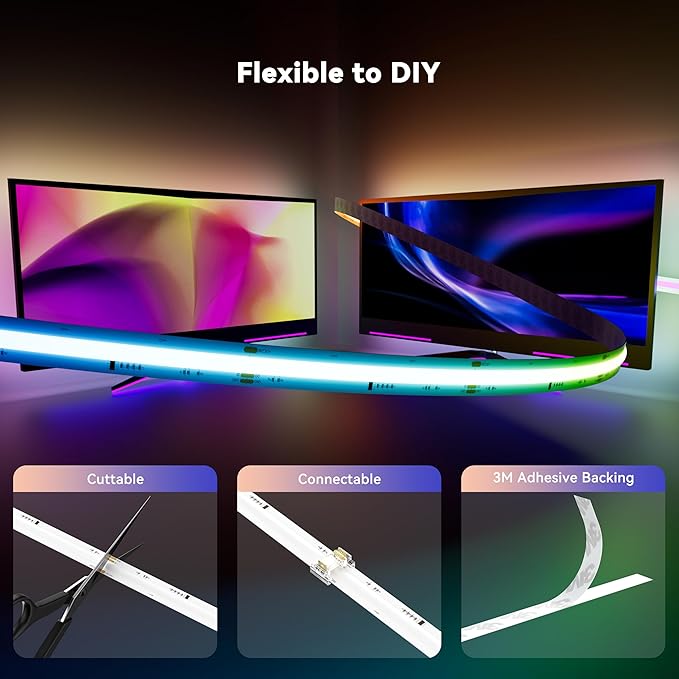 MIWISE COB LED Strip Light, RGB Smart IC COB LED Strip Lights Music Sync - Image 7