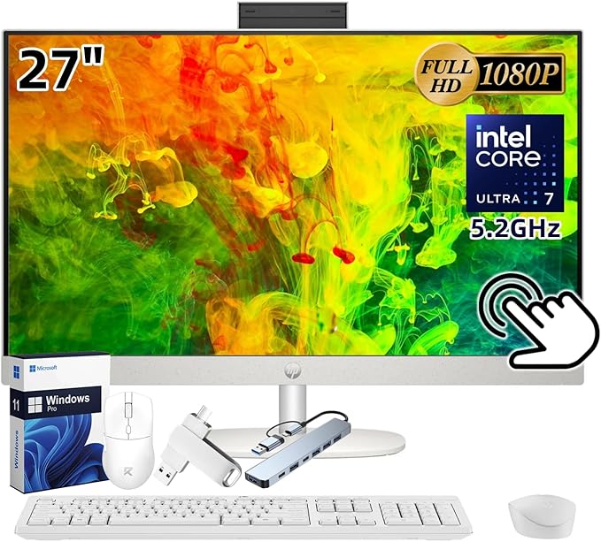 HP 27" All-in-One Touchscreen Desktop PC 2025 New, Intel Ultra 7 255U, Intel AI by Unknown