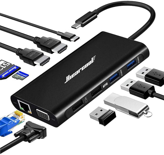 Hiearcool USB C Laptop Docking Station, 11-in-1 Type C Hub Multiport Adapter by Hiearcool
