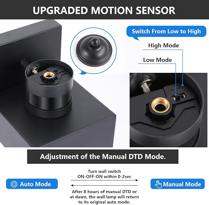 LWSOY Motion Sensor Outdoor Wall Lanterns 2 Packs, Upgrade Dusk to Dawn - Image 4