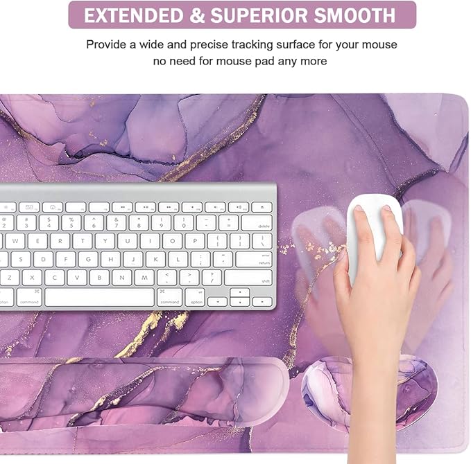 Large Keyboard Mouse Pad Set, Extended Mouse Pad+Keyboard Wrist Rest Support - Image 5