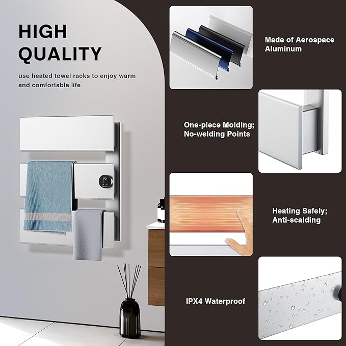 K&KALONZO Electric Towel Warmer, 18.35" W x 22.8" H Wall-Mounted Towel Heater - Image 5